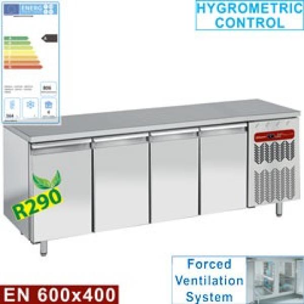 TP4N/H-R2 (25) Konditorei-Bäckerei Kühltisch, Umluft, 4 Türen EN 600x400, 760 Liter